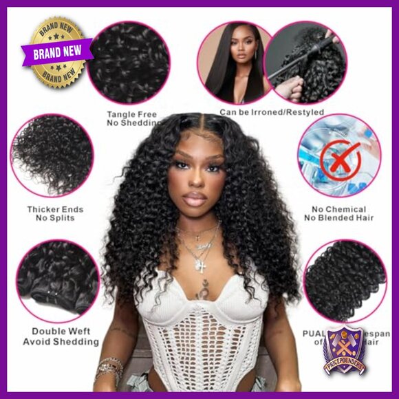 Water Wave Human Hair Bundles with 5x5 HD Lace Closure 12A Brazilian
